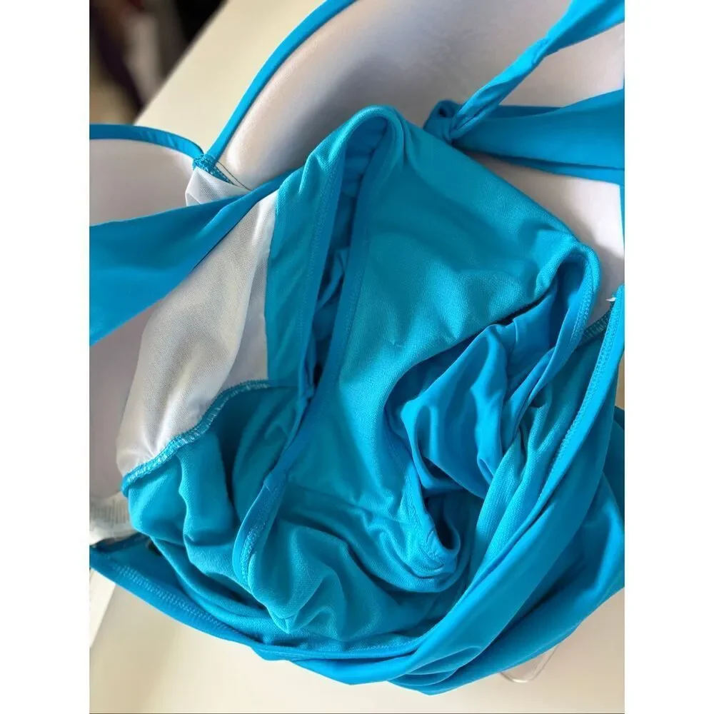 Lauren Ralph Lauren One-Piece Swimsuit Halter Blue Size 14